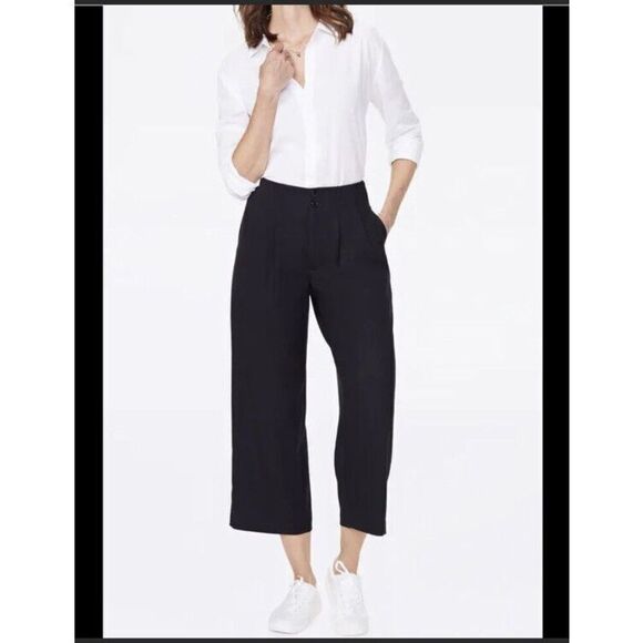 NYDJ Frisco Wide Leg Crop Pants, Size‎ 6, BLACK NWT - Picture 1 of 10